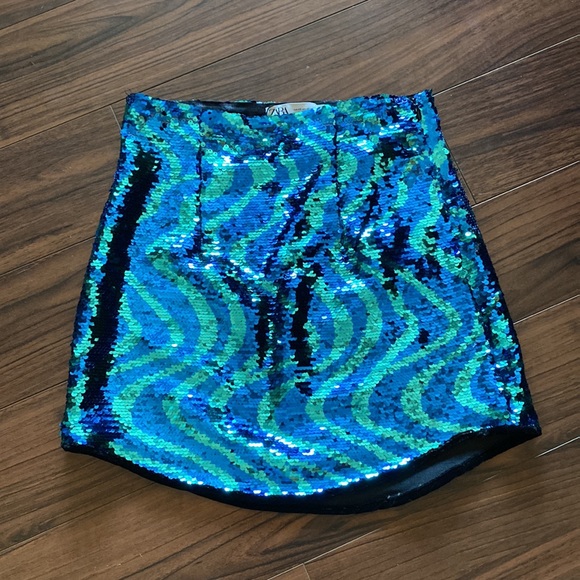 Sequin short skirt blue/green - Picture 10 of 12